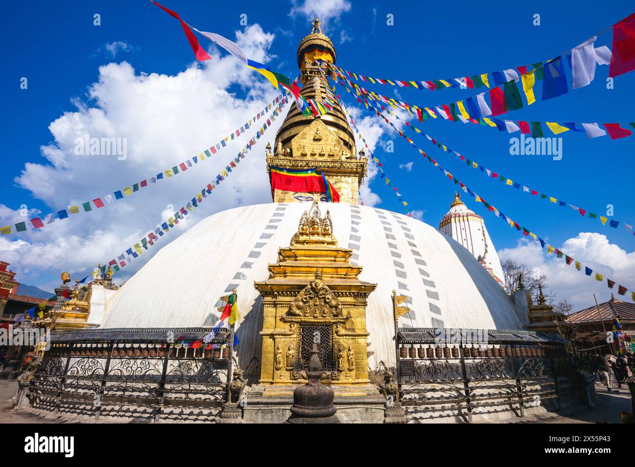 Swayambhunath, aka monkey temple or Swayambhu Mahachaitya, located in kathmandu, nepal Stock Photo