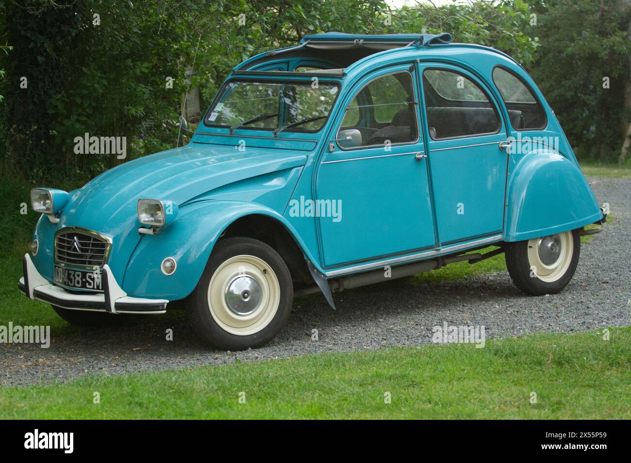 Blue Restored Citroen 2cv Stock Photo