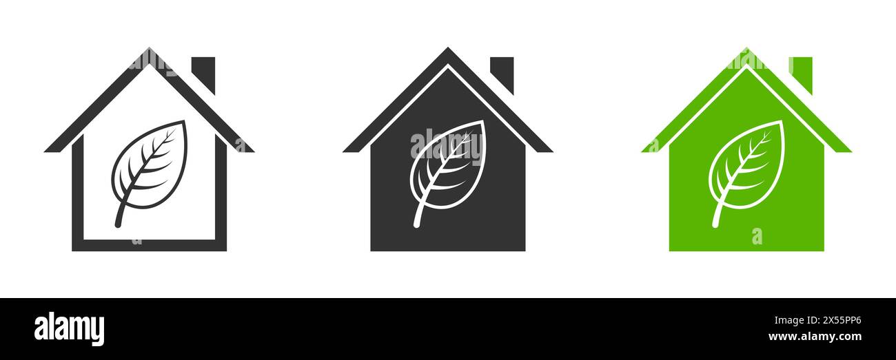 Home and leaf icon. Vector illustration Stock Vector