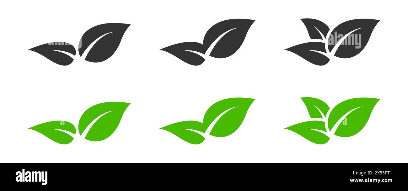 Green leaf icon set. Vector illustration Stock Vector Image & Art - Alamy