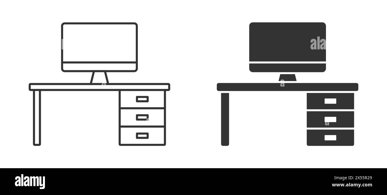 Office workspace desk icon. Vector illustration Stock Vector Image ...