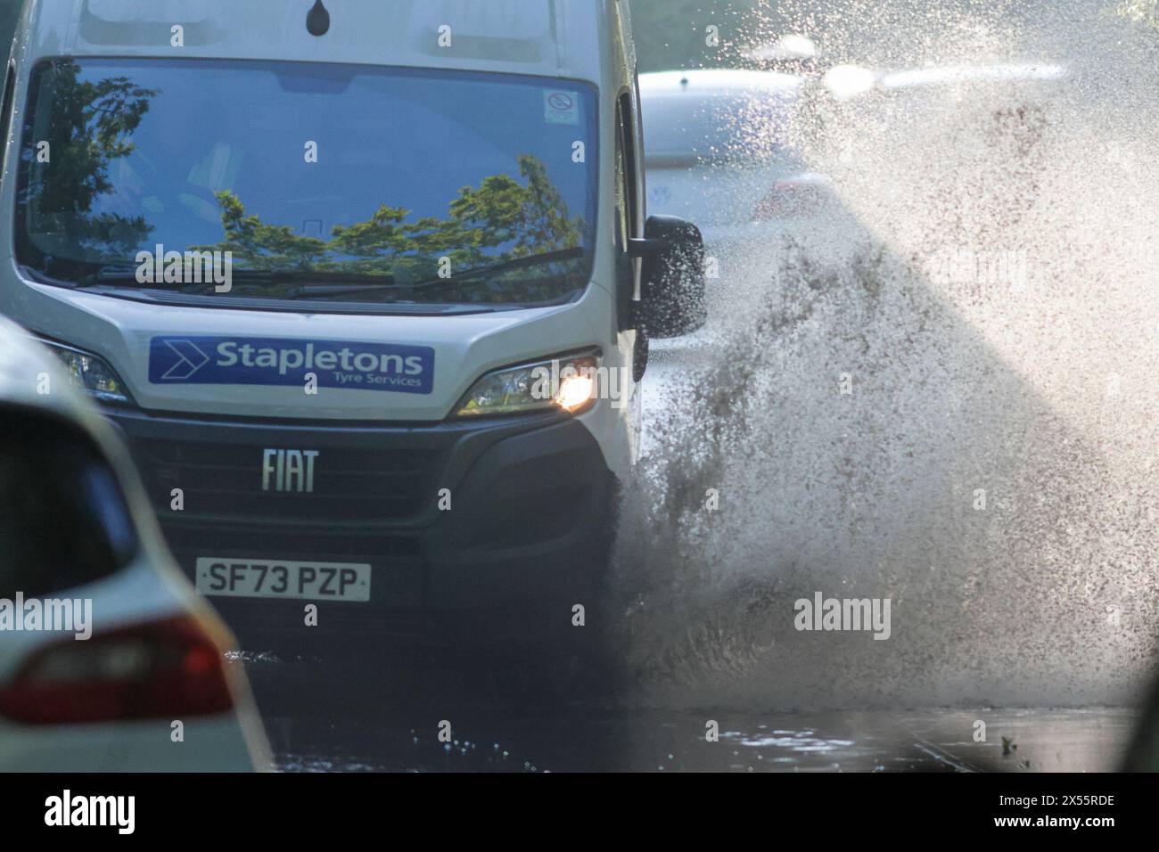 Salt Box Lane, Worplesdon. 07th May 2024. Residual surface flooding