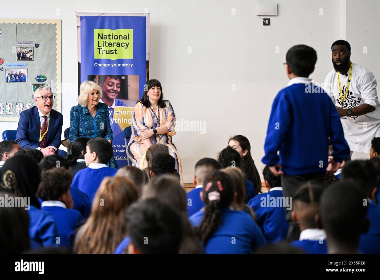 Queen Camilla joins Chief Executive, National Literacy Trust Jonathan ...