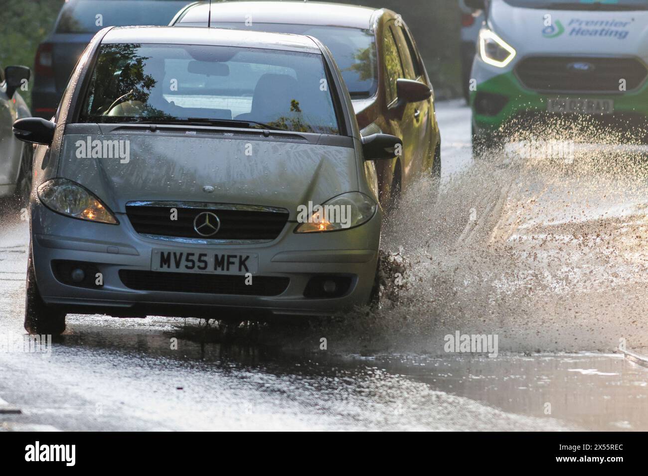 Salt Box Lane, Worplesdon. 07th May 2024. Residual surface flooding