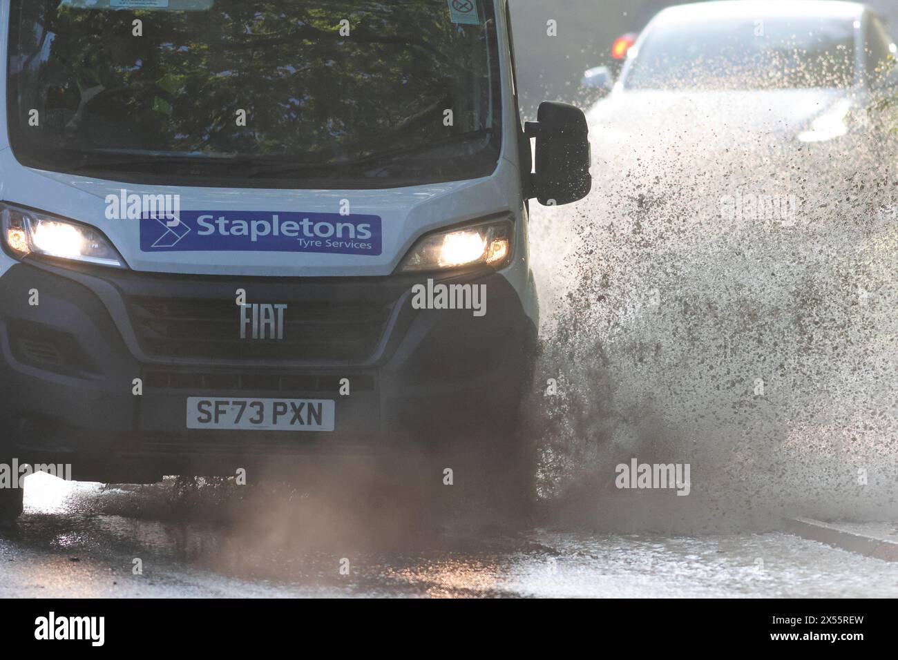 Salt Box Lane, Worplesdon. 07th May 2024. Residual surface flooding