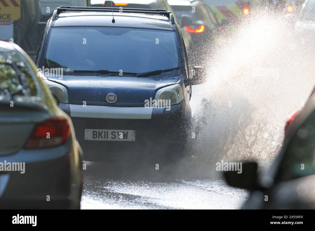 Salt Box Lane, Worplesdon. 07th May 2024. Residual surface flooding