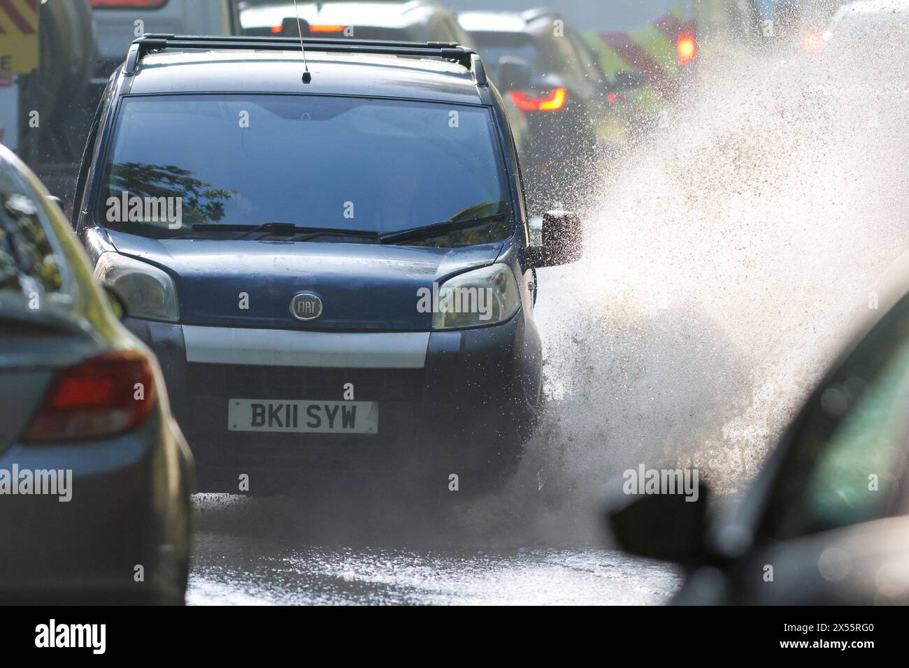 Salt Box Lane, Worplesdon. 07th May 2024. Residual surface flooding