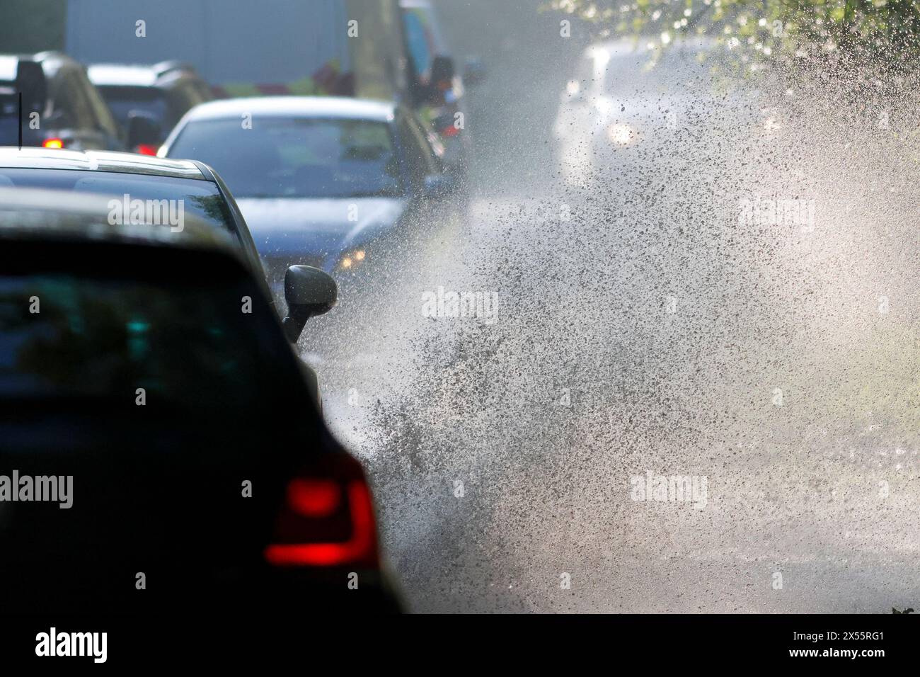 Salt Box Lane, Worplesdon. 07th May 2024. Residual surface flooding