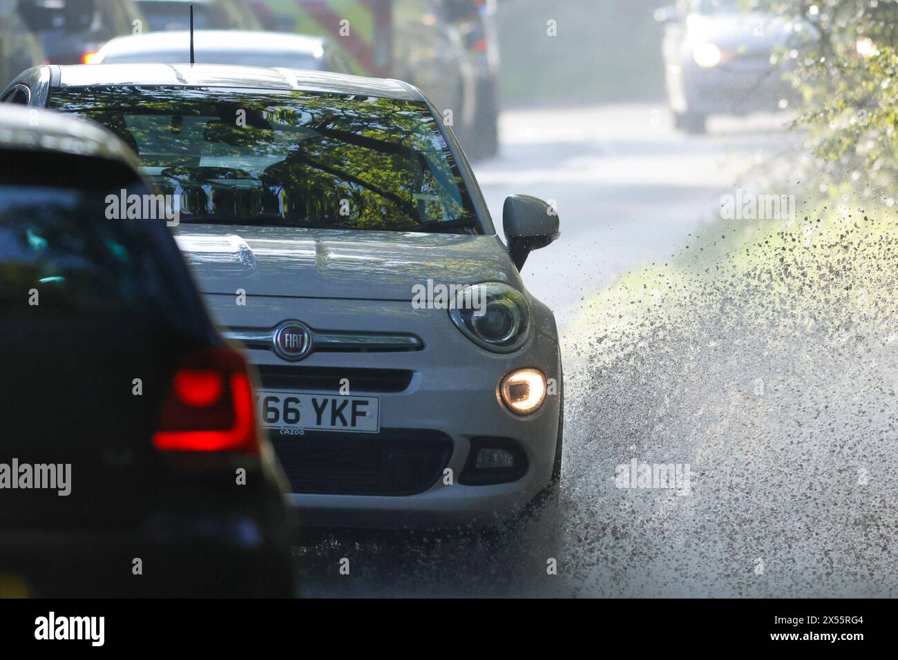 Salt Box Lane, Worplesdon. 07th May 2024. Residual surface flooding
