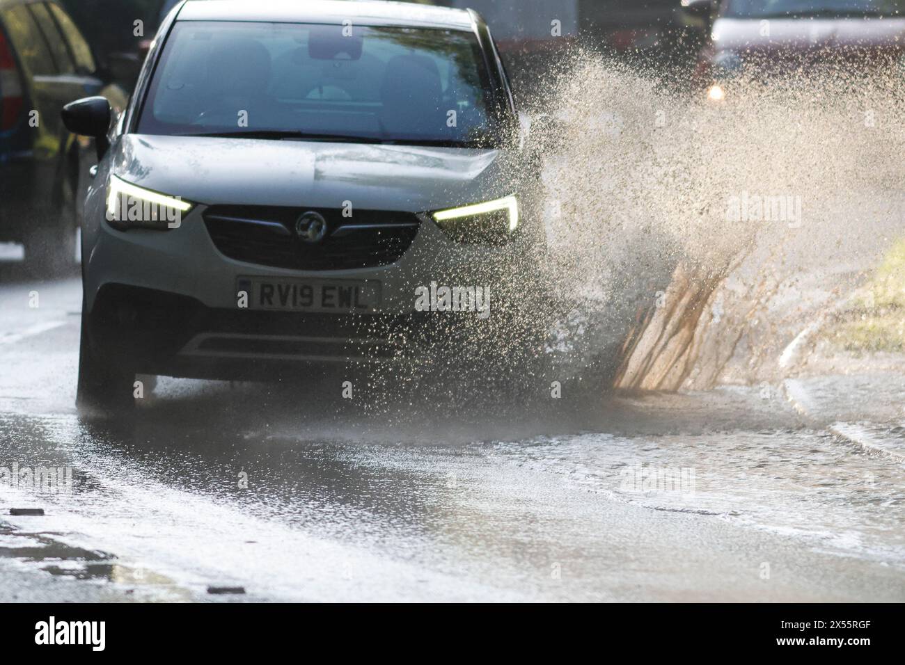 Salt Box Lane, Worplesdon. 07th May 2024. Residual surface flooding