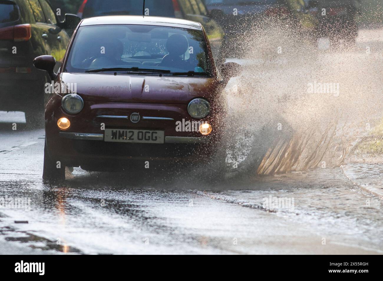 Salt Box Lane, Worplesdon. 07th May 2024. Residual surface flooding