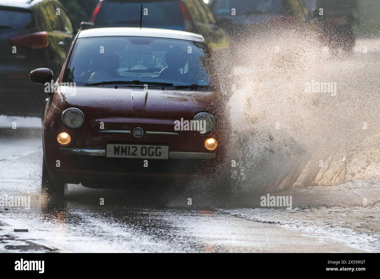 Salt Box Lane, Worplesdon. 07th May 2024. Residual surface flooding