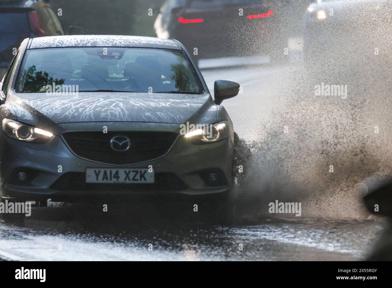 Salt Box Lane, Worplesdon. 07th May 2024. Residual surface flooding