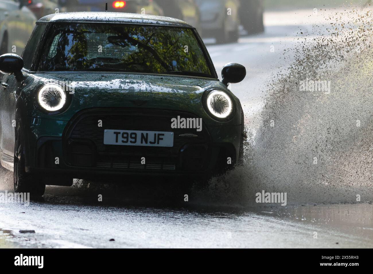 Salt Box Lane, Worplesdon. 07th May 2024. Residual surface flooding