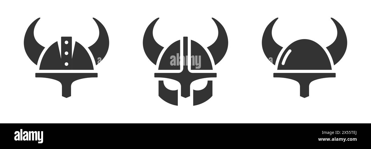 horned helmet icon Viking horned helmet Black and White Stock Photos & Images