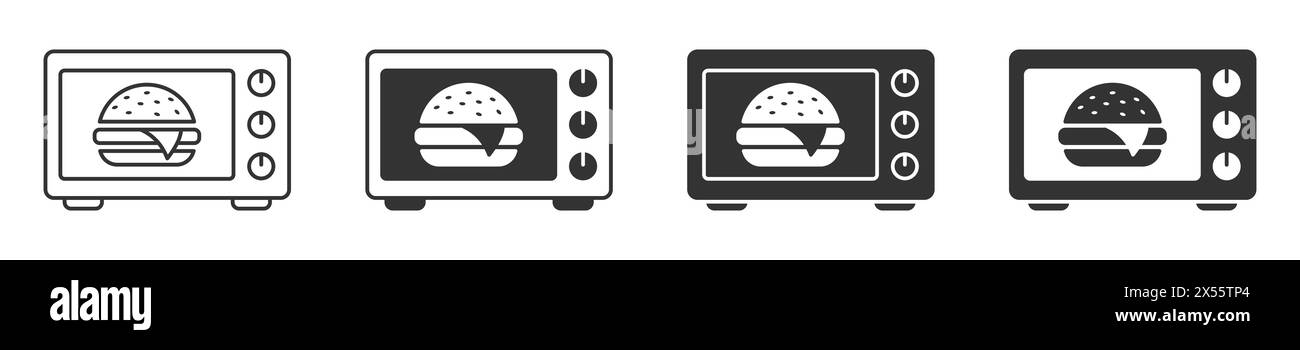 Microwave Icon With Burger Inside. Vector Illustration Stock Vector