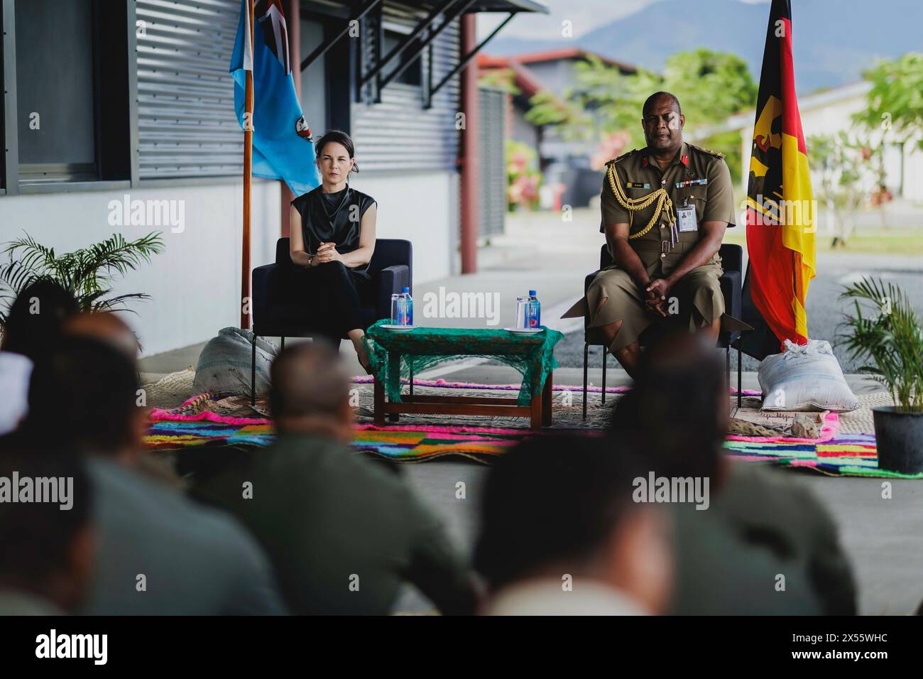 Annalena Baerbock (Alliance 90/The Greens), Federal Foreign Minister, photographed during a visit to the Blackrock Peacekeeping and Humanitarian Assistance and Disaster Relief Camp base of the Fijian armed forces in Nadi, May 7, 2024. Baerbock is traveling to Australia, New Zealand and Fiji for political talks./Photographed on behalf of the Federal Foreign Office. Stock Photo