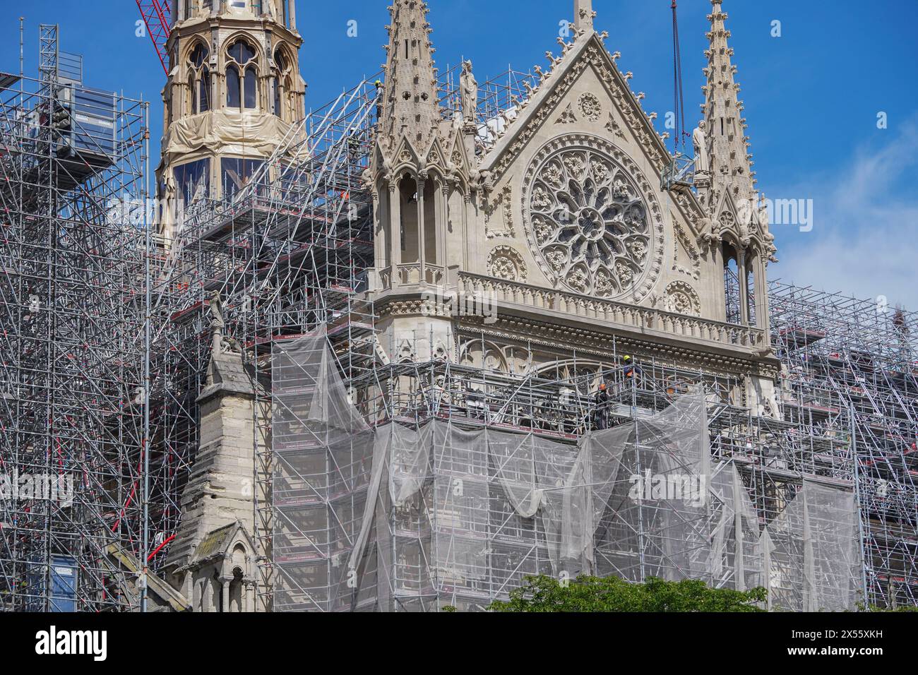 Paris, France. 7 May, 2024. Large parts of Notre Dame catheredral