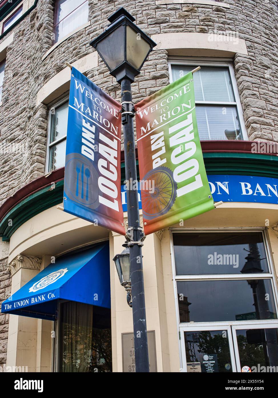 Local signs promoting Marion Ohio USA 2024 Stock Photo Alamy