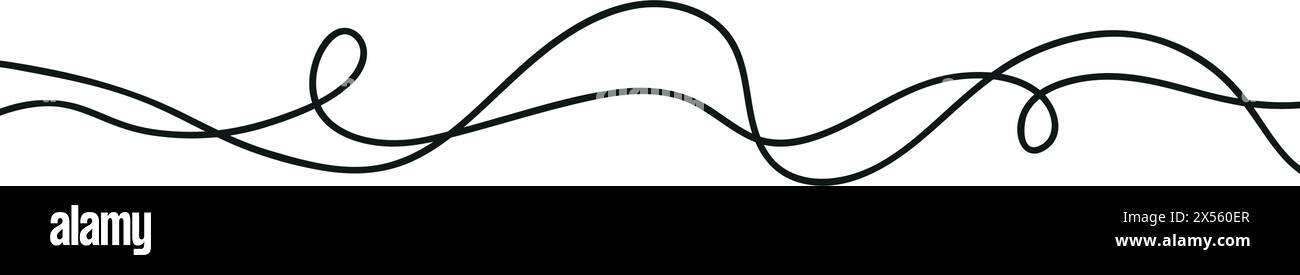 Seamless abstract pattern thin, wavy lines and curvy squiggles. Flat vector illustration isolated on white background Stock Vector