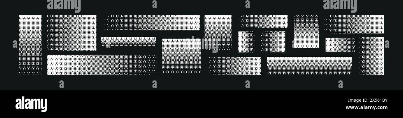 Pixel pattern background with square textures gradient from black to white. Flat vector illustration isolated Stock Vector