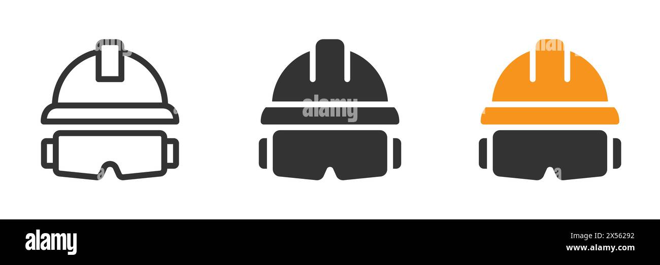 Protection glasses and hardhat icon. Vector illustration Stock Vector