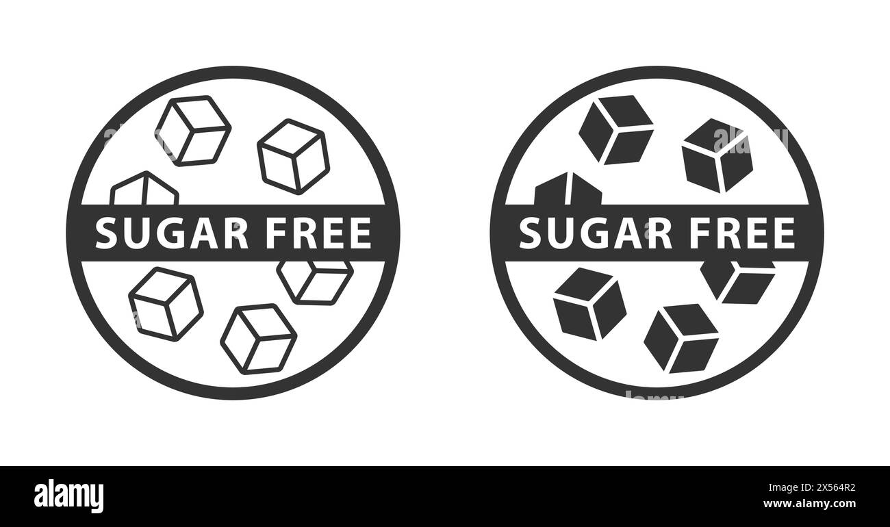 Sugar free icon. Food packaging decoration element for healthy natural