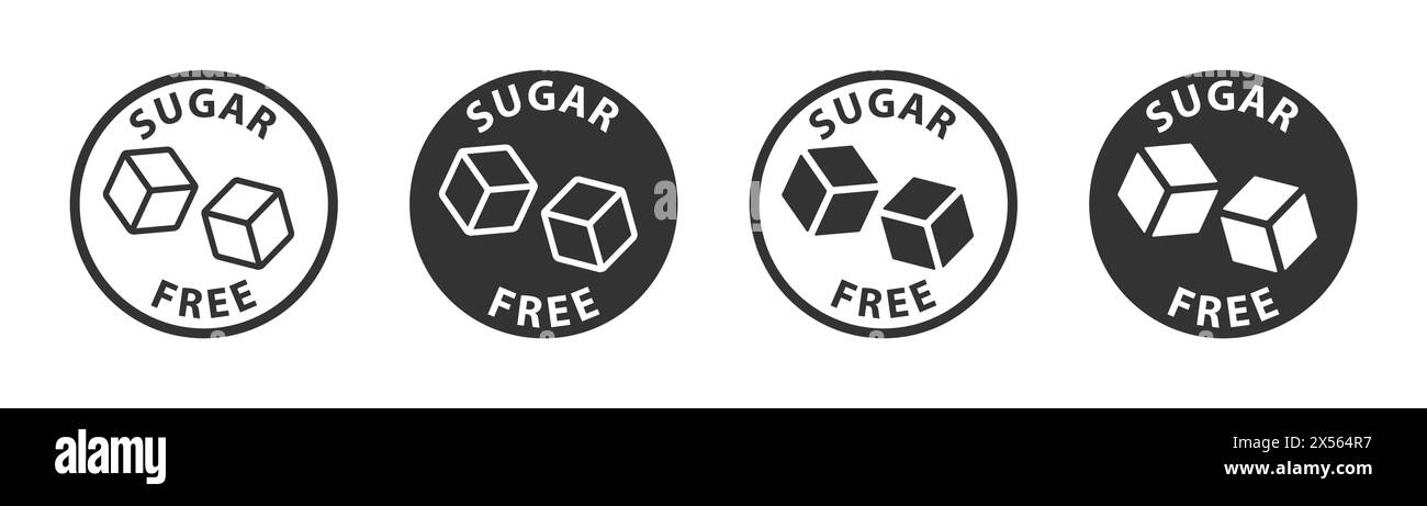 Sugar Free Icon Sign. Sugar cubes in circle icon for no sugar added product package design. Vector illustration Stock Vector