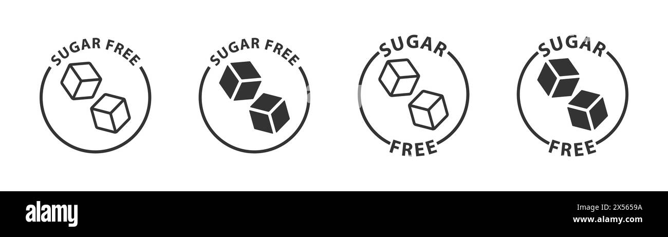 Sugar cubes in circle icon for sugar free product package design. Vector illustration Stock Vector