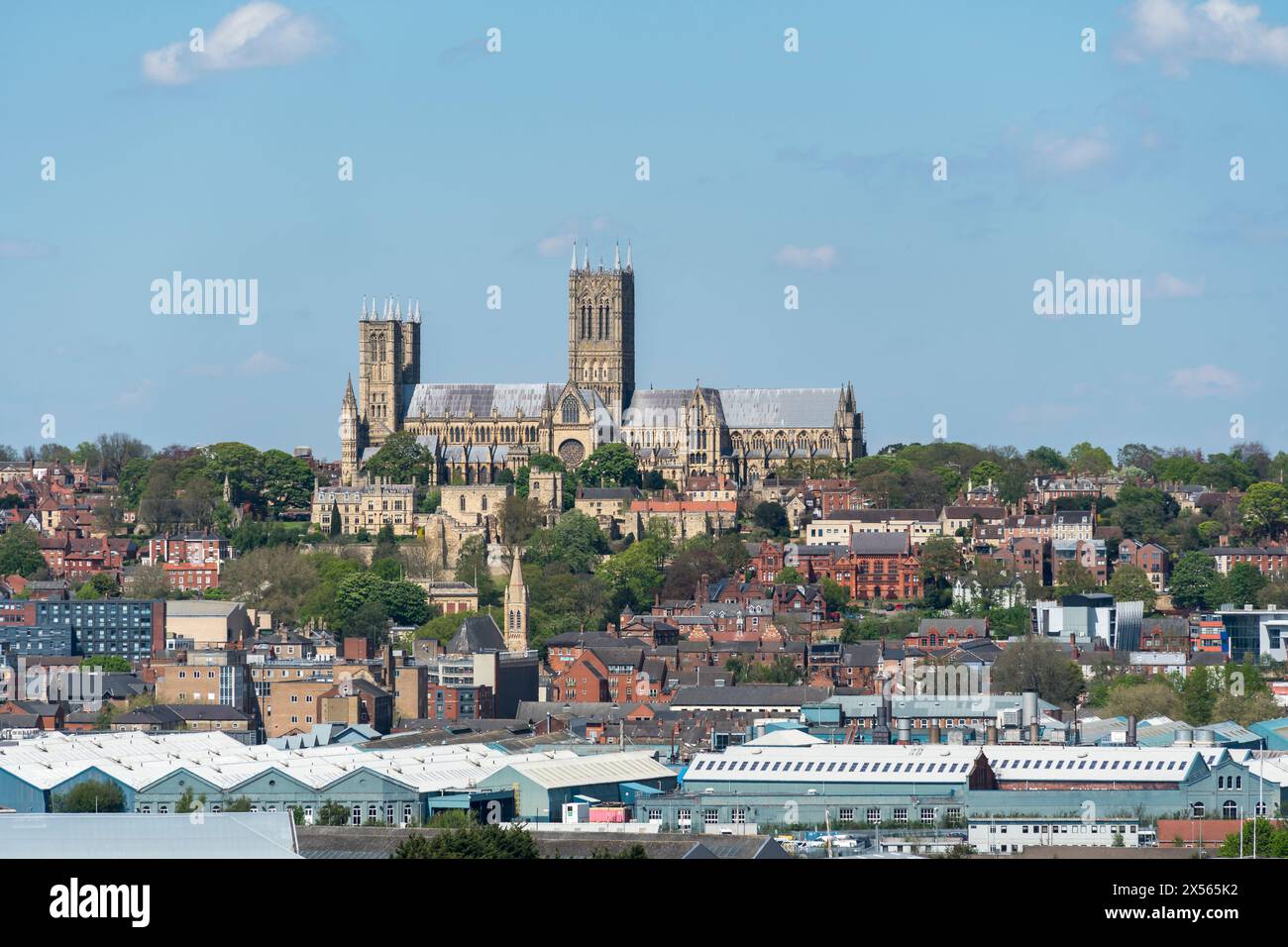 Lincoln cathedral from Bomber Command Centre, Lincoln City, Lincolnshire, England, UK Stock Photo