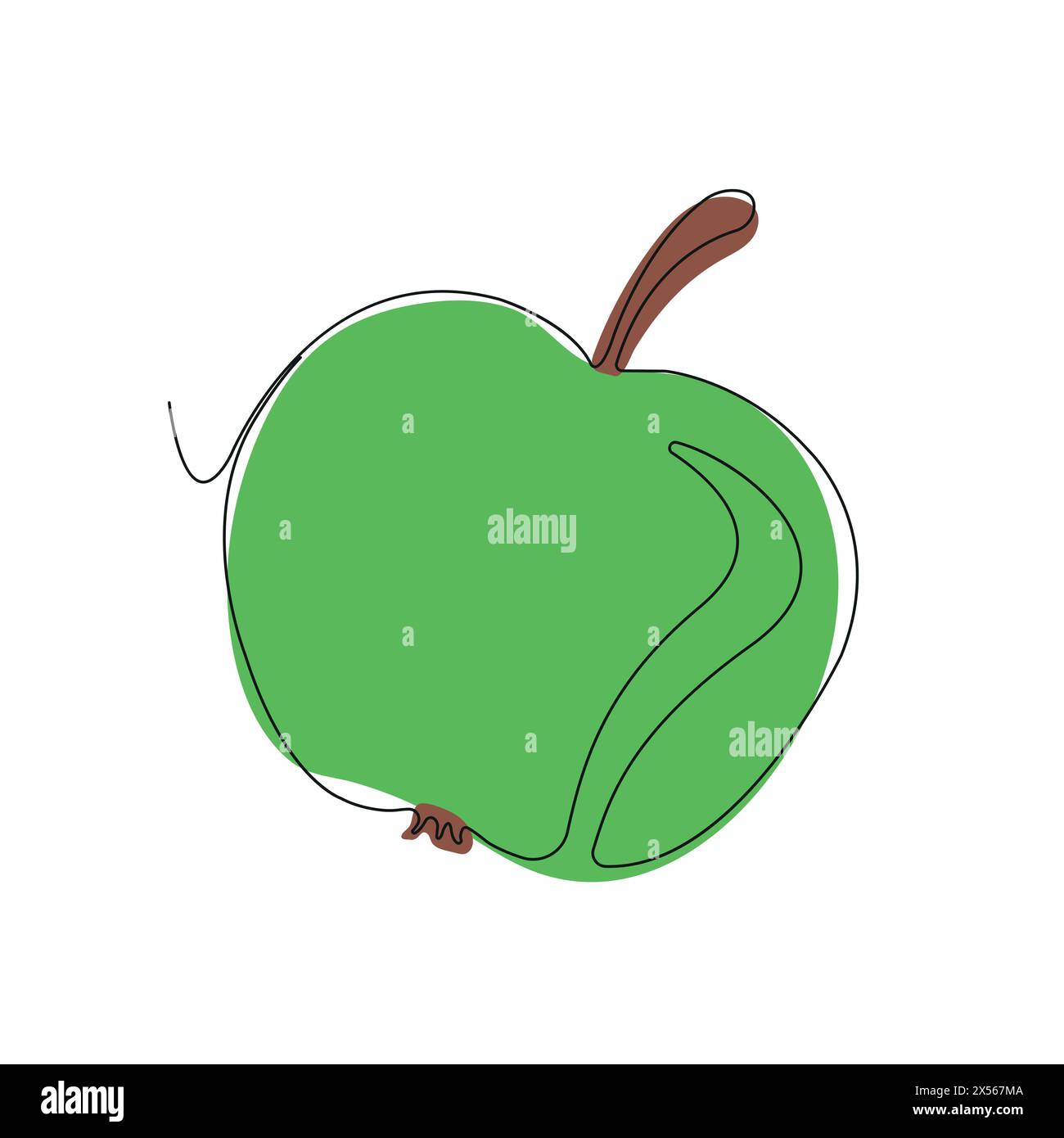 Apple in continuous line art drawing style. One apple minimalist black ...