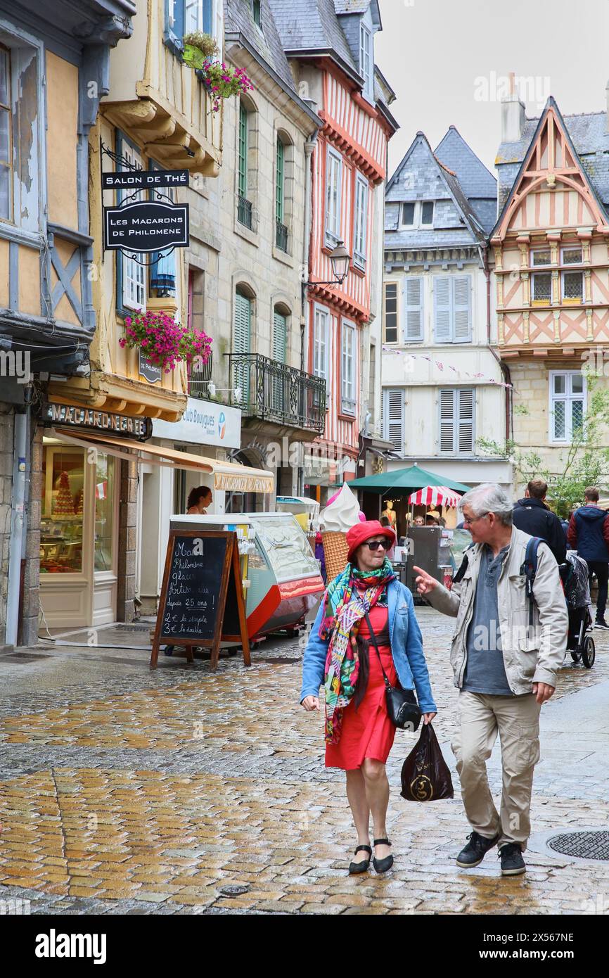 Rue Kéréon, Quimper, Bretagne, Brittany, France Stock Photo