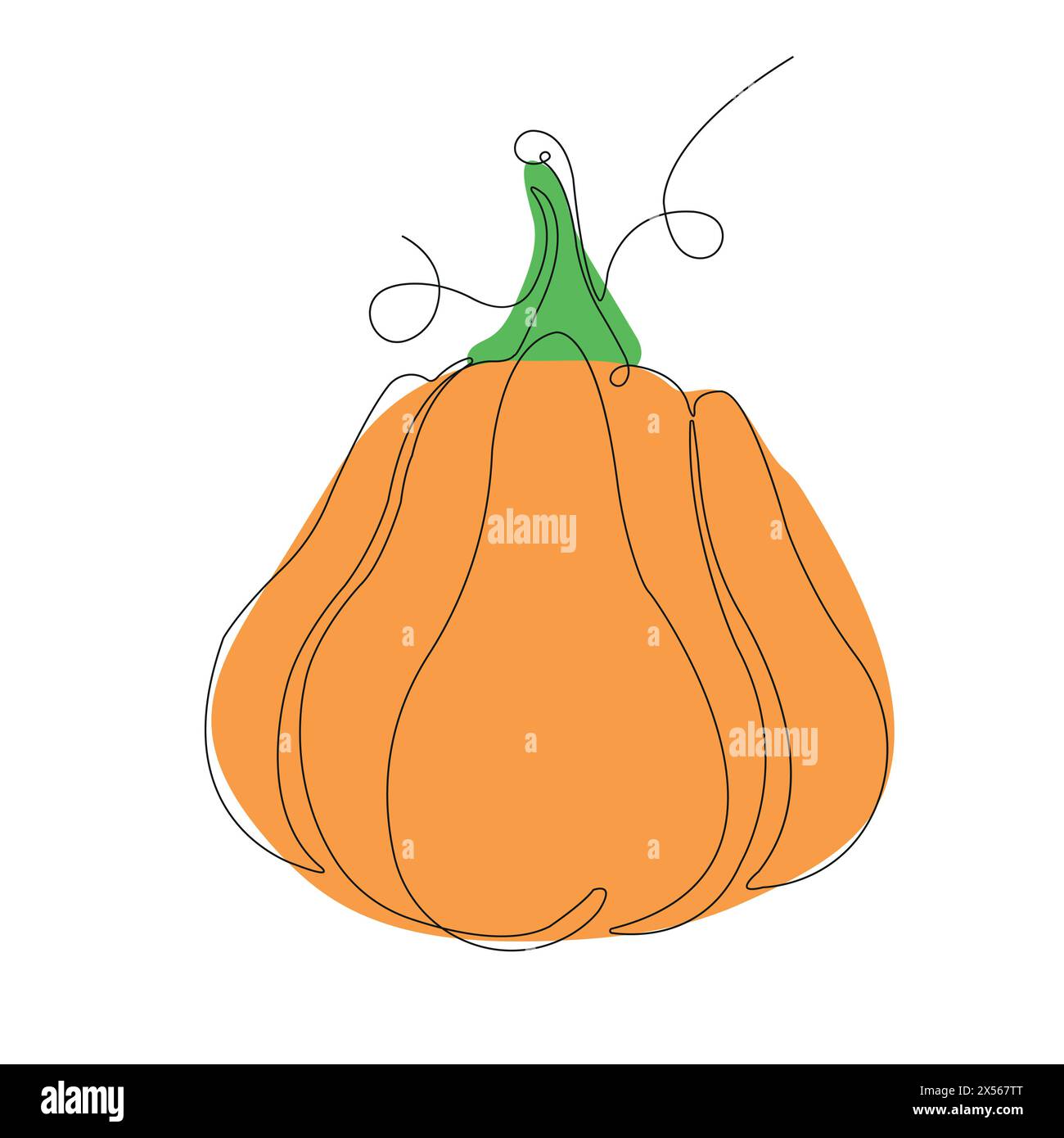 Pumpkin in continuous line art drawing style. One pumpkin minimalist ...