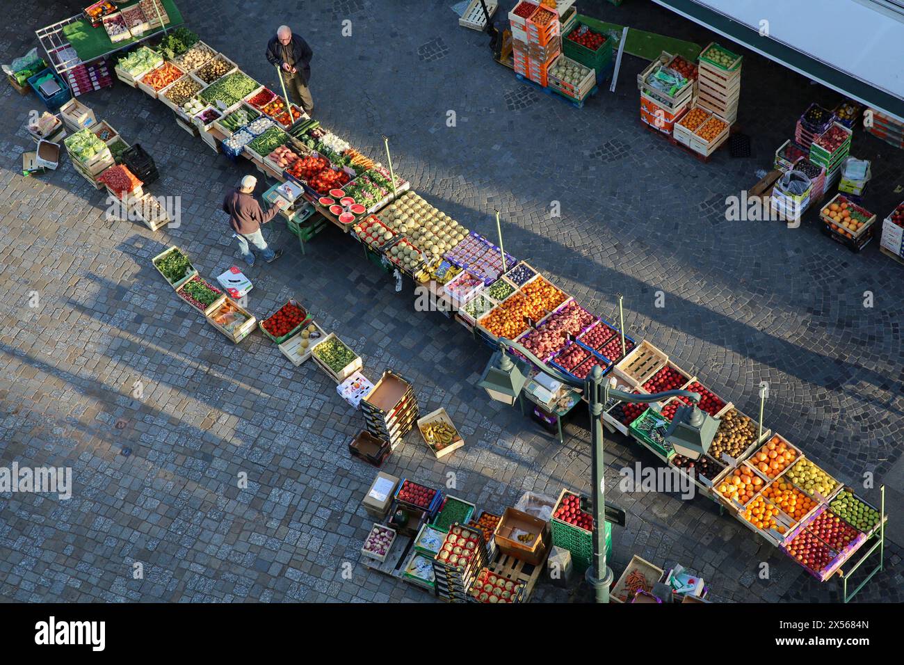 Market at Place des Lices Square, Rennes, Bretagne, Brittany, France. Stock Photo
