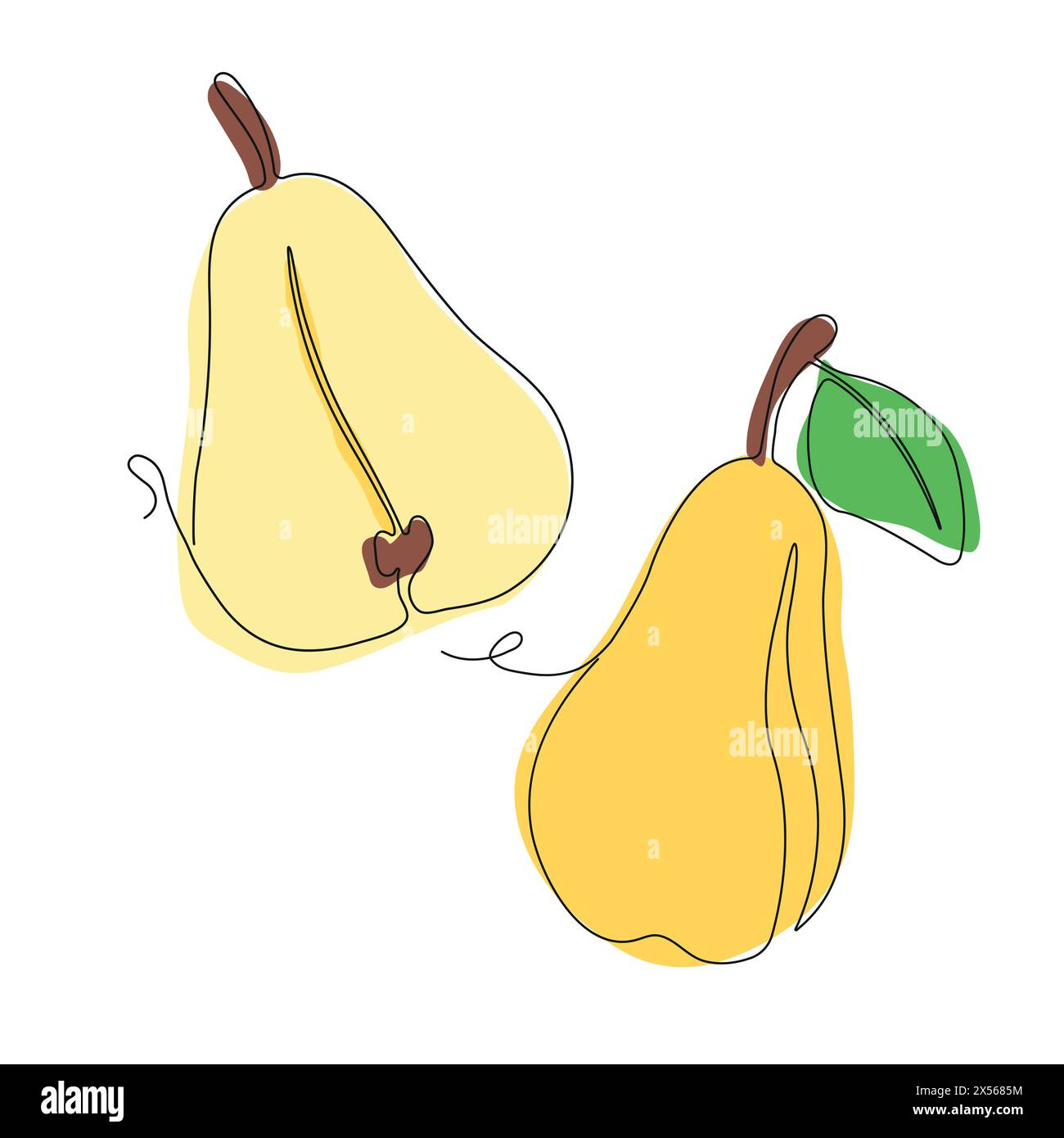 Object Line Drawing Pear Pear in continuous line art drawing style. Pear minimalist black linear ...