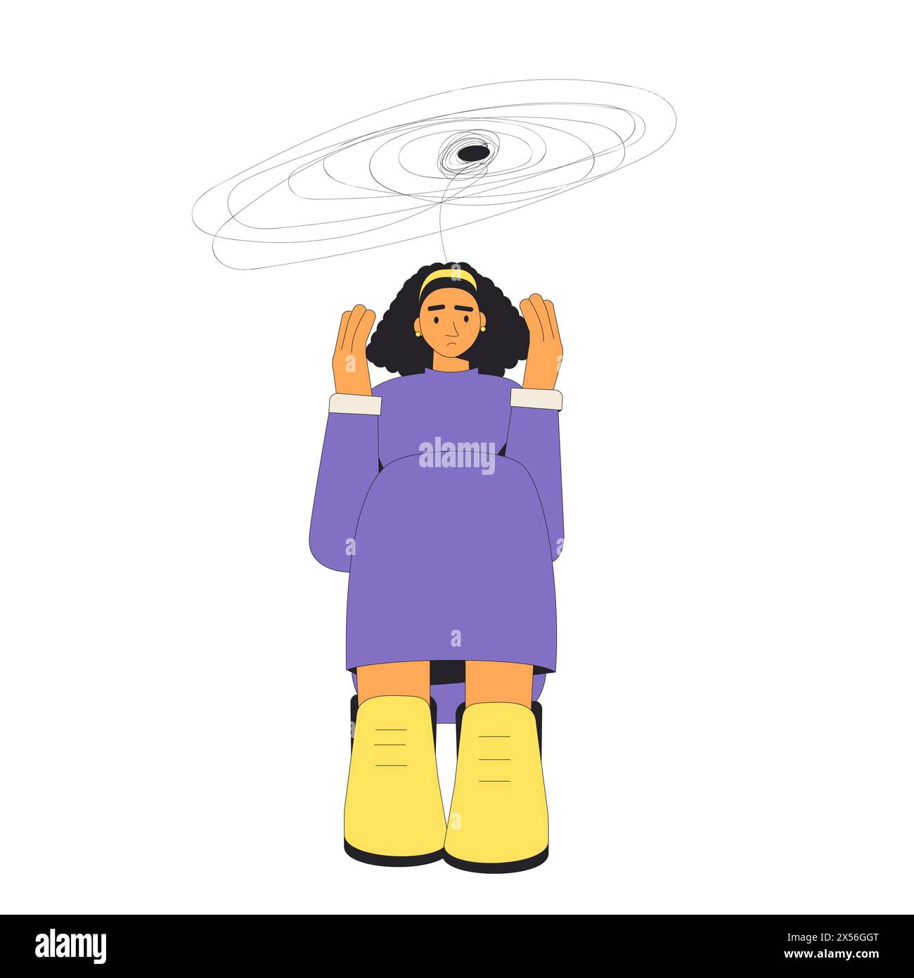 ADHD Attention deficit and hyperactivity disorder. Young woman sitting