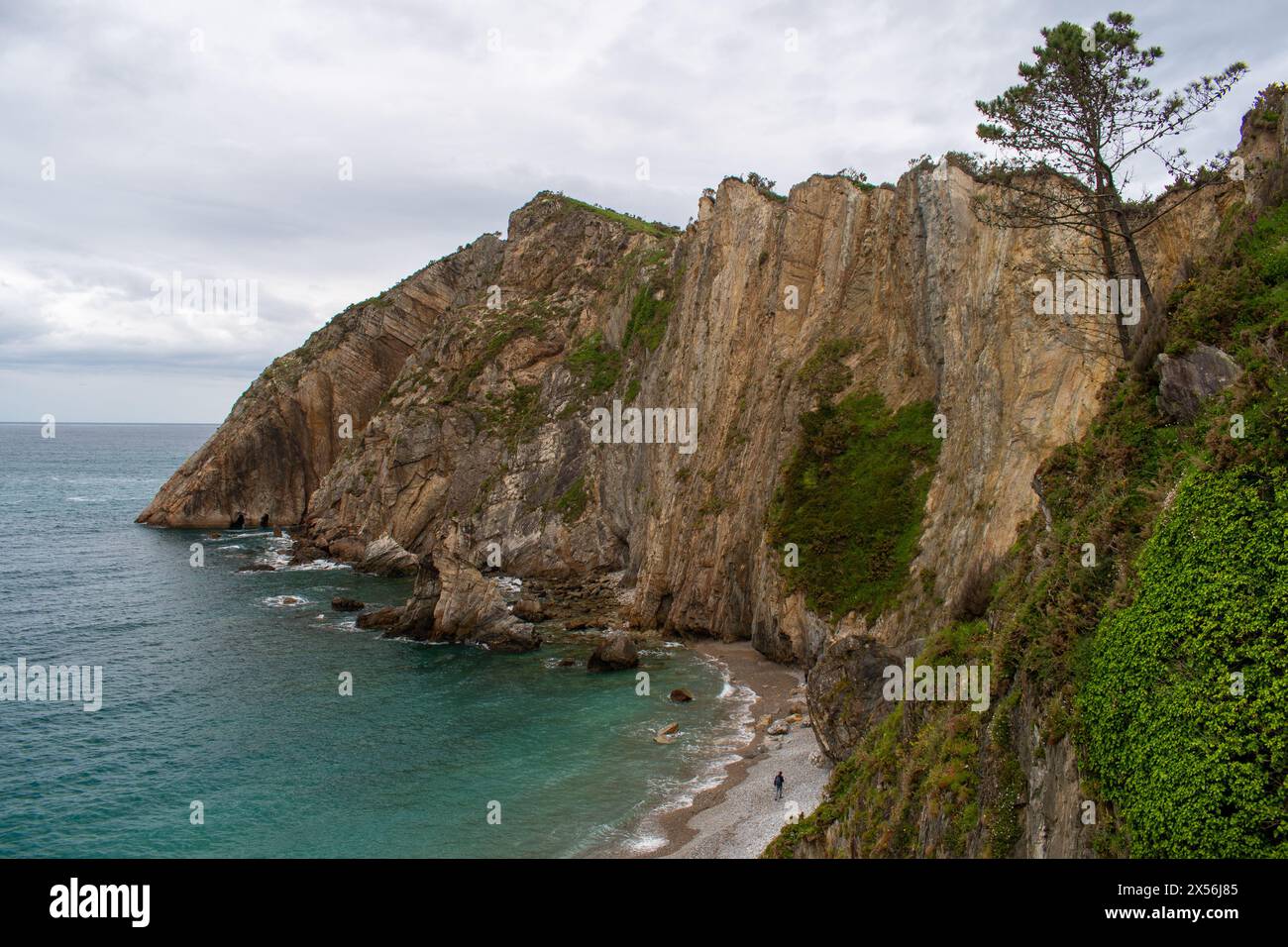 Panoramic view of Playa del silencio, Asturias Stock Photo