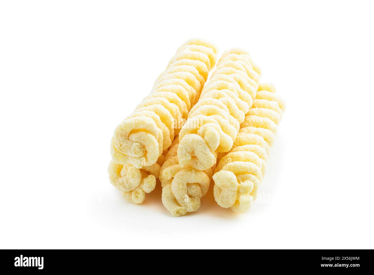 Delicious  sweet corn sticks isolated on white background Stock Photo