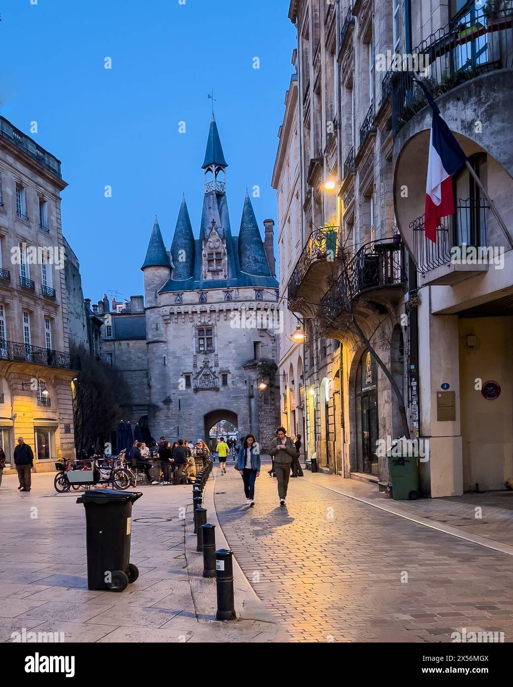 Bordeaux, France -- March, 21 2024. A vertically framed iPhoto of the Grosse Cloche in Bordeaux in the early evening hours. Stock Photo
