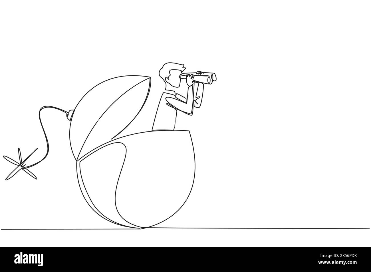 Continuous one line drawing businessman emerged from the bomb fuse ...