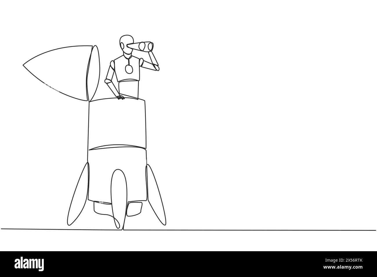 Continuous one line drawing a smart robot appears from the end of the ...