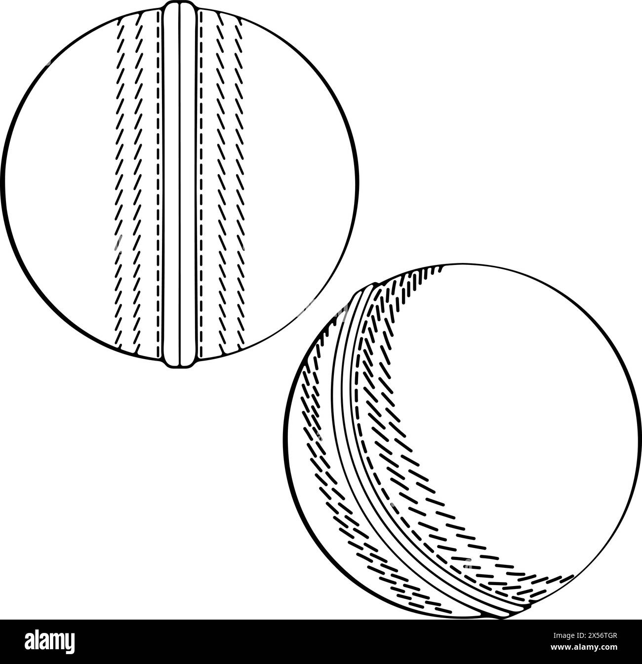 Cricket balls line art Stock Vector