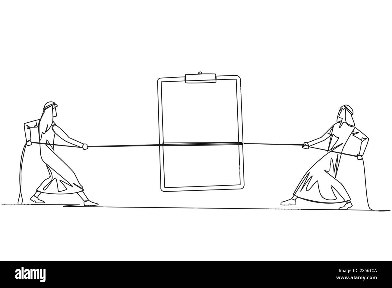 Single one line drawing two Arabian businessmen fighting over a ...