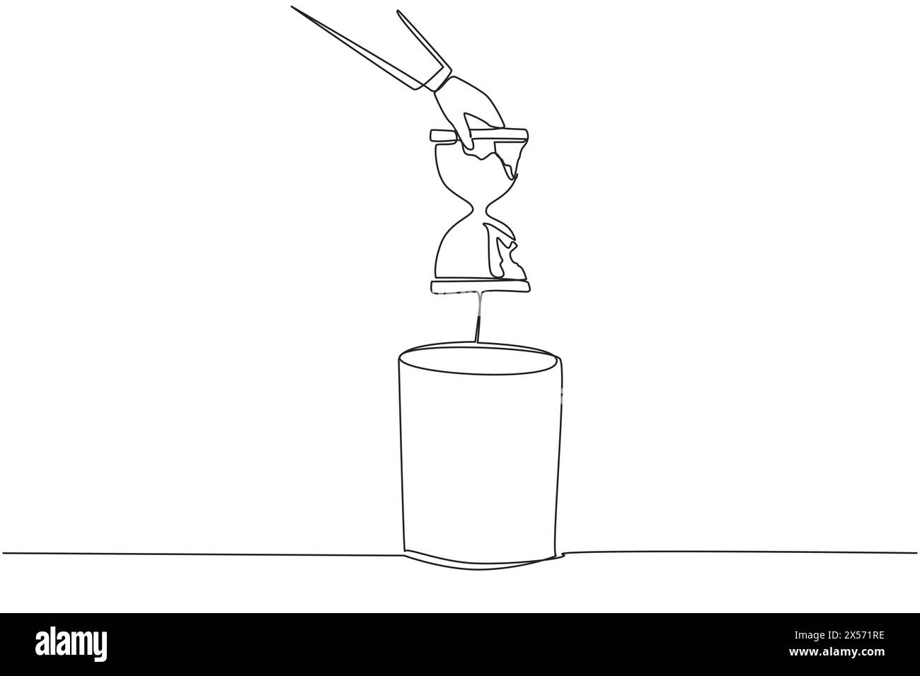Continuous one line drawing businessman's hand throwing away a broken