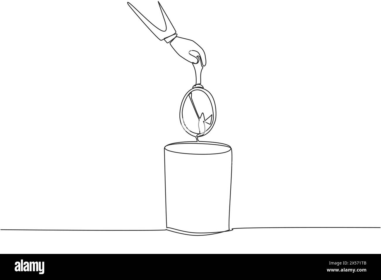 Single continuous line drawing businessman's hand throwing away a