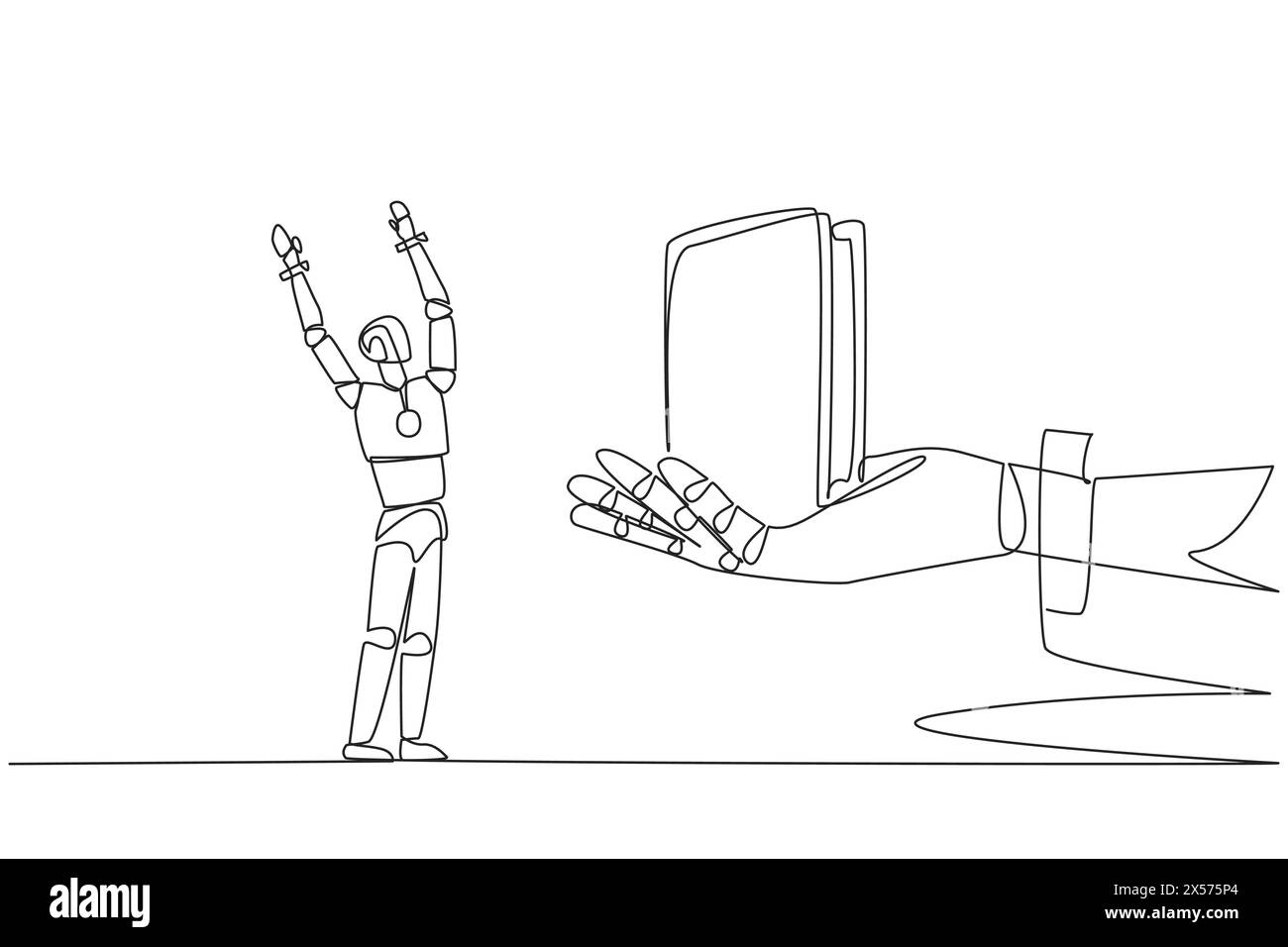 Continuous one line drawing robot was excited to get a wallet from the ...