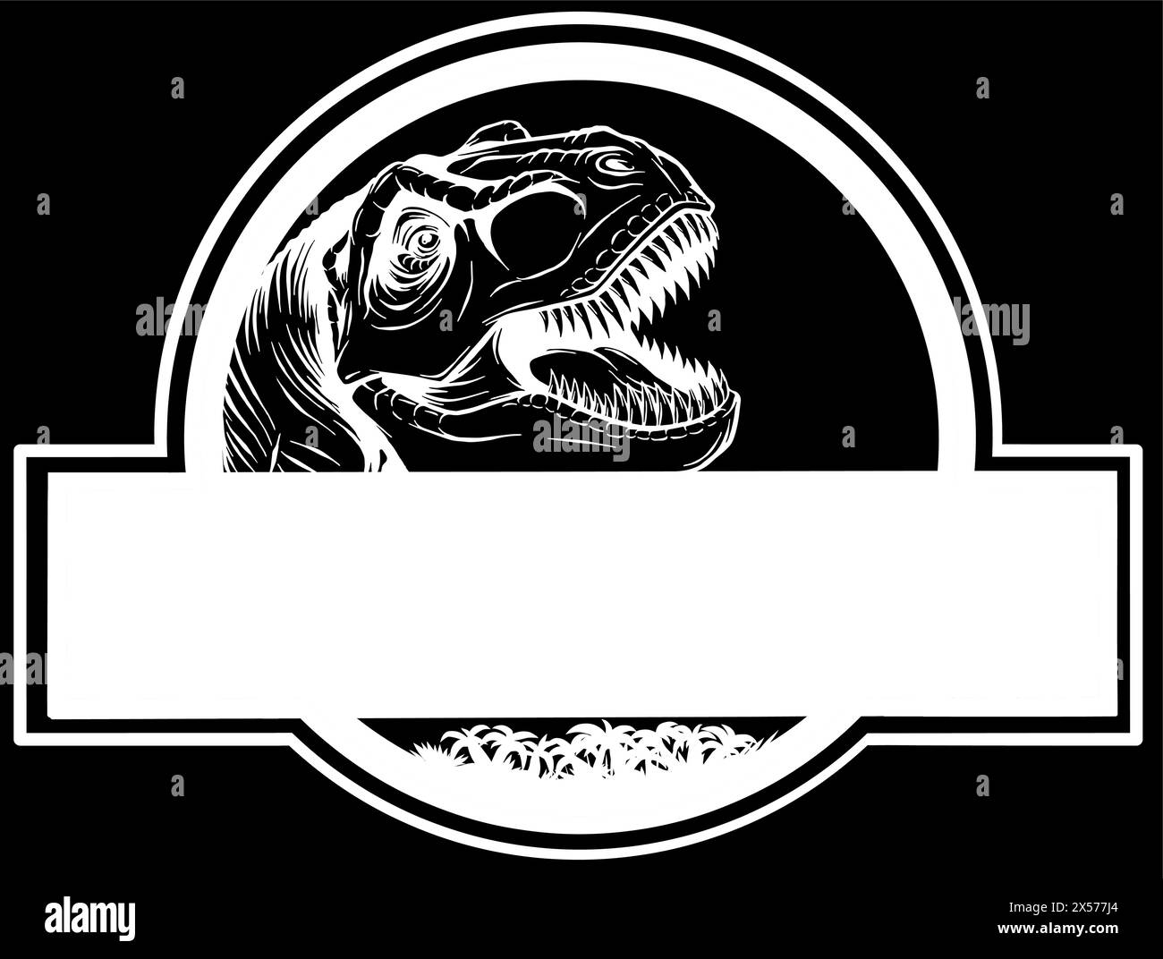 white silhouette of Dinosaur T-Rex dinosaur vector on black background Stock Vector