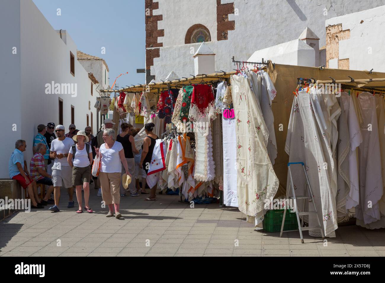 Sunday market, Teguise, Lanzarote, Canary Islands, Spain Stock Photo