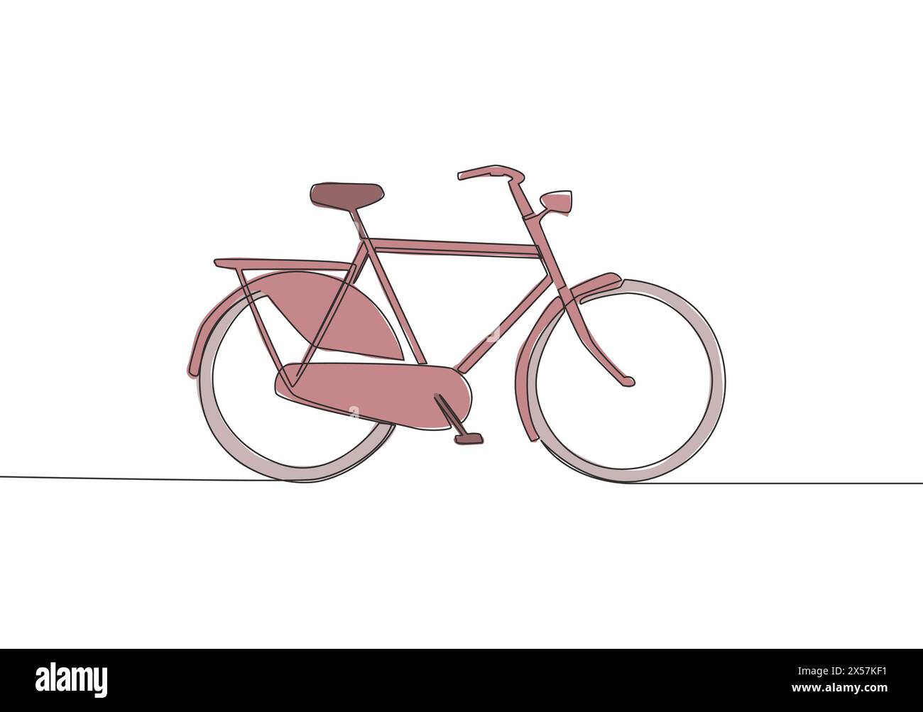 Single continuous line drawing of old classic roadster bicycle. Vintage bike concept. One line draw design vector illustration Stock Vector