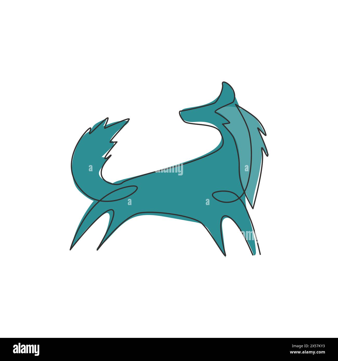 One single line drawing of cute fox company logo identity. City zoo